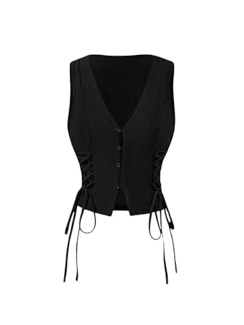 GORGLITTER Women's Sleeveless Western Cowgirl Rodeo Outfit Lace Up Vest Tops Pirate Renaissance Peasant Bodice 2025
