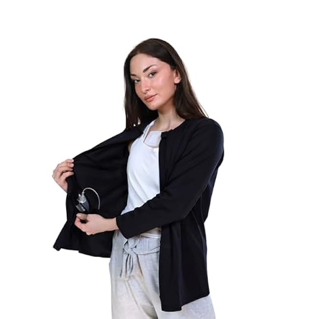 Inspired Comforts Women's Mastectomy Recovery Full Sleeves Front Open Zip Up Shirt with Drain Pockets