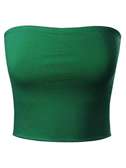 MixMatchy Women's Double Layered Basic Casual Strapless Backless Bandeau Bra Tube Top