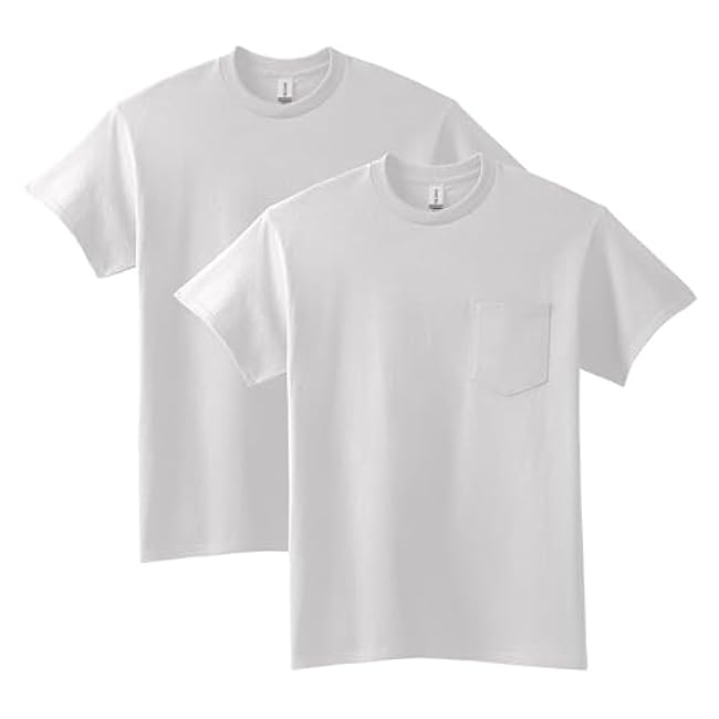 Gildan Unisex Adult Ultra Cotton T-Shirt with Pocket, Style G2300, 2-Pack