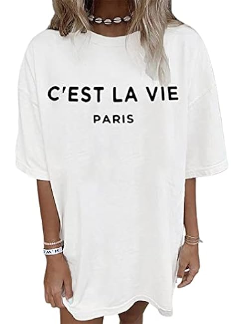 Zoyami Womens Oversized T Shirt Graphic Tee Casual Summer Loose Short Sleeve Top