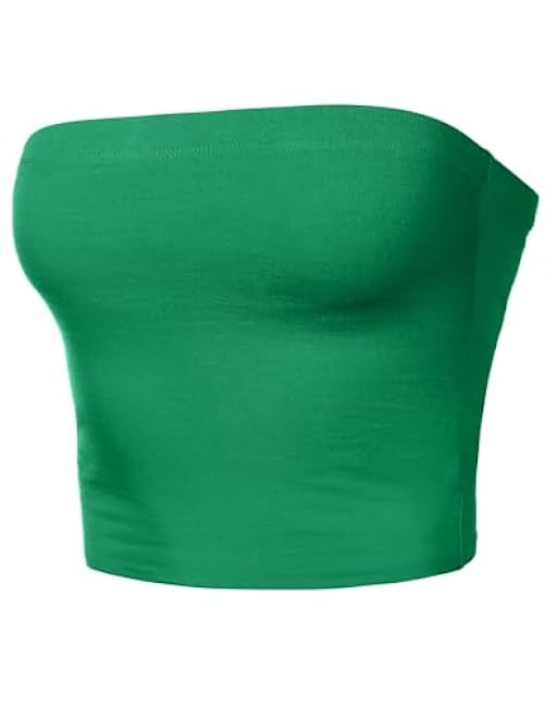 Women's Double Layered Crop Tube Tops Strapless Basic Cotton Cami Casual