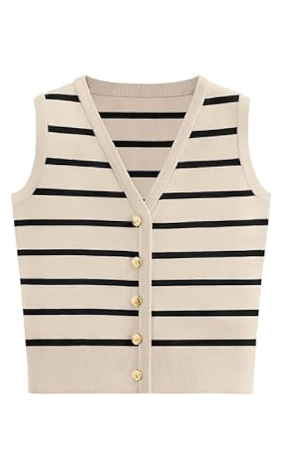 NALANISA Women's Trendy Summer Sweater Vests 2025 V Neck Sleeveless Button Up Knit Crop Tank Tops Y2k Shirts Spring Outfits