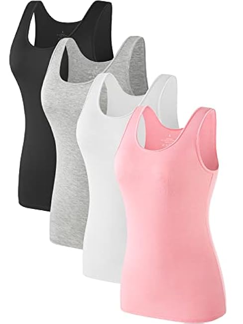Air Curvey Basic Tank Tops for Women Sleeveless Undershirts 2-4 Pack Layering Lightweight Casual Tops
