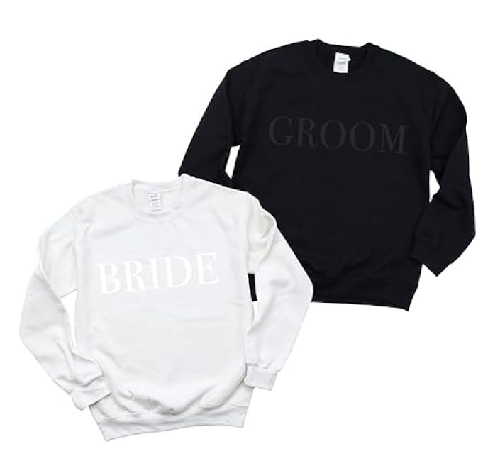 Up2ournecksinfabric - Bride and Groom Sweatshirt - Mr and Mrs - Bridal Shower Gift - Mrs Sweatshirt - New Mrs Gift - Groom Sweatshirt - Wedding After Party Outfit