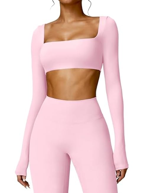 YEOREO Kyla Women Crop Top Long Sleeve Padded Sports Low Medium Impact Yoga Shirt Workout