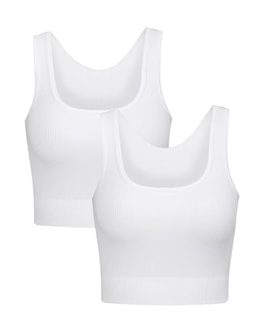 SIXIM Women's 2 Piece Tank Tops Square Neck Ribbed Seamless Workout Exercise Shirts Yoga Sleeveless Crop Tops