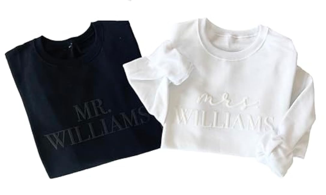 Up2ournecksinfabric - Mrs and Mr Sweatshirt - Honeymoon Outfit - Mrs Sweatshirt - New Mrs Gift - Groom Sweatshirt - Matching sweatshirts - Just Married Shirts