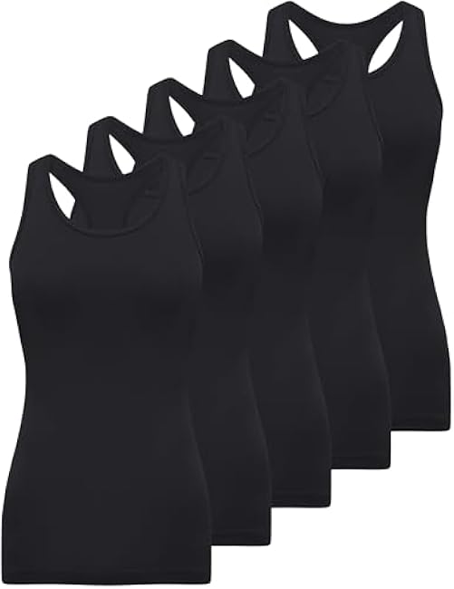 BQTQ 5 Pack Racerback Tank Tops for Women Sleeveless Workout Tank Top Ladies Undershirts Slim Fit Tanks Tops