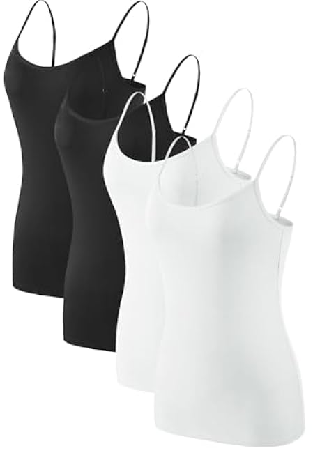 Air Curvey Women Camisole Tank Top Adjustable Straps Soft Basic Undershirts 2/4 Pack Layering Summer Tops