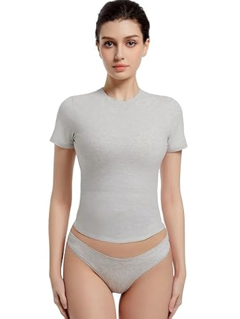 Abonlen Crewneck Short Sleeve T Shirts for Women Fitted Basic TeesY2k Going Out Tops
