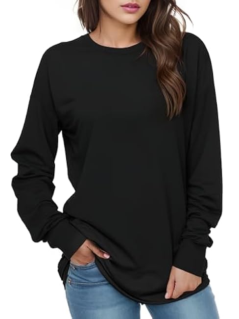 AURUZA Sweatshirt for Women Long Sleeve Crewneck Sweatshirt Women Causal Loose Fit Pullover Tunic Top Fall Clothes Shirts