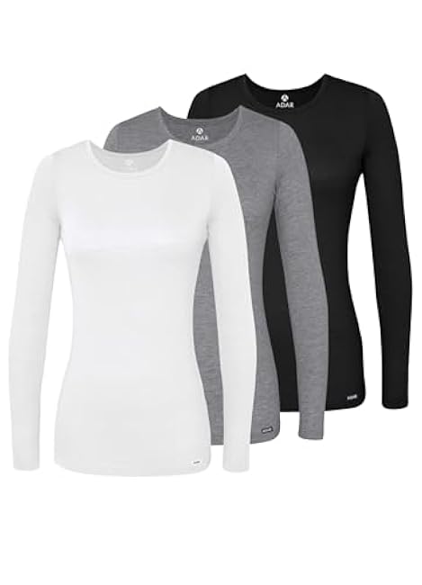 Adar Underscrubs for Women 3 Pack - Long Sleeve Underscrub Comfort Tee