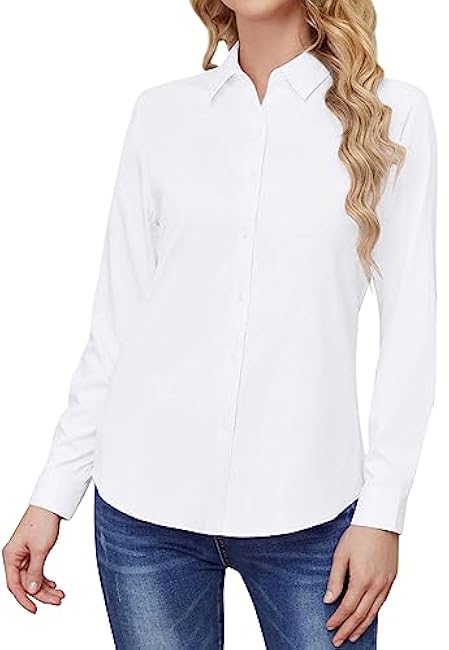 Wrinkle Free Womens Button Down Shirts for Women Long Sleeve Stretch Business Office Formal Work Blouses Tops