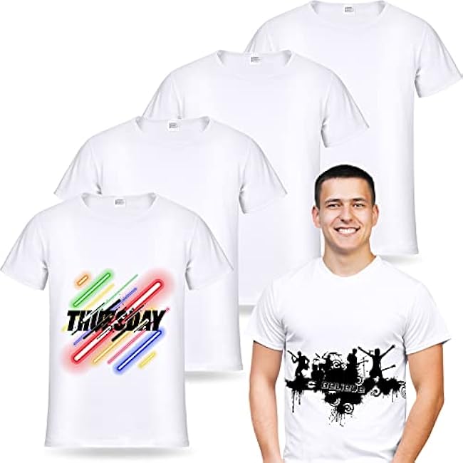 JenPen 5 Pcs Unisex Sublimation Shirts Bulk Blank Polyester T Shirt White Crew Neck Short Sleeve for Women Men Adult Kid