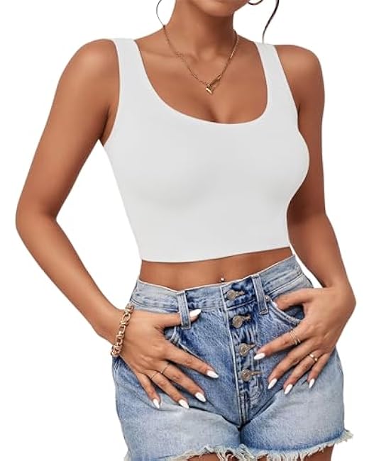 1-3Pcs Crop Tops for Women, U Neck Sleeveless Tank Tops Basic Cropped Racerback Going Out Tops Athletic Sports Shirts