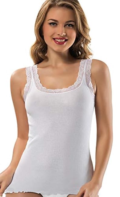 VAVONNE Lace Camisole Tank Tops for Women, Soft Stretch Ribbed Cotton Cami