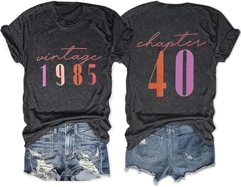 40th Birthday Gift for Women Vintage 1985 Shirt Letter Print Retro Party Tops Casual Short Sleeve Tee