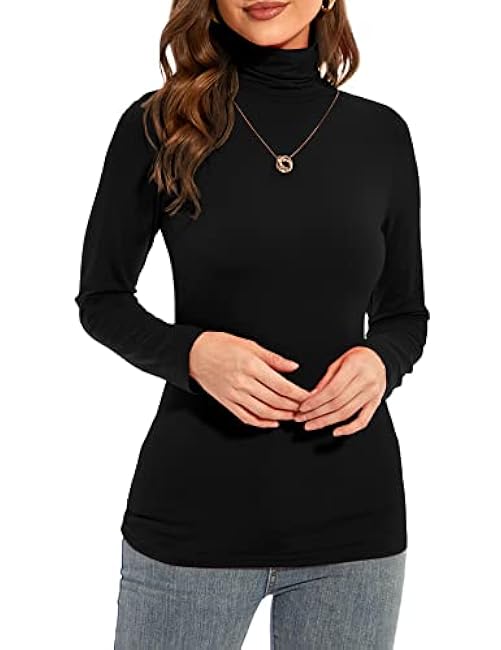 Womens Long Sleeve Turtleneck T-Shirts Casual Lightweight Slim Fit Cozy Base Layer Top