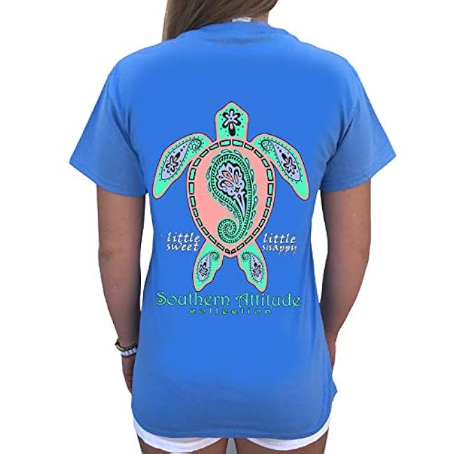 Southern Attitude Women's Short Sleeve Paisley Sea Turtle T-Shirt