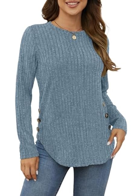 Yincro Women's Long Sleeve Fall Sweaters 2024 Lightweight Casual Crewneck Tunic Tops