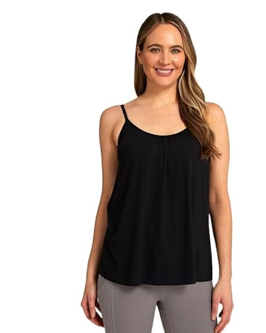 32 Degrees Women's Cool Flowy Bra Cami | with Built-in Cups | Relaxed Fit | Adjustable Spaghetti Strap
