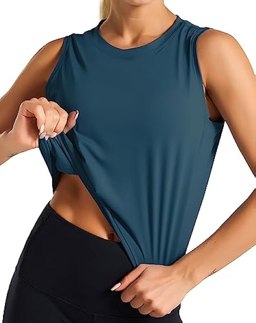 Dragon Fit Women Sleeveless Yoga Tops Workout Cool T-Shirt Running Short Tank Crop Tops