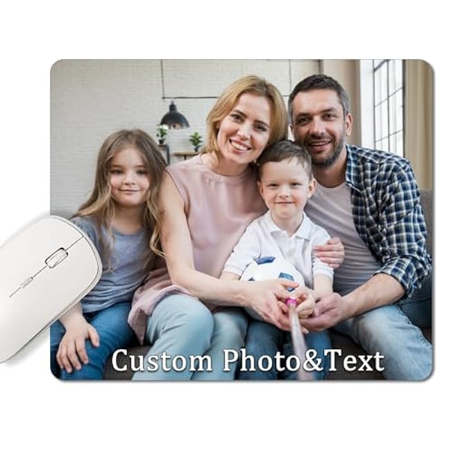 Custom Mouse Pad with Photo, Personalized Design Picture/Text Make Your Own Customized Mousepad, Waterproof Non-Slip for Home Office Supplies & Gaming Computer Desk Accessories