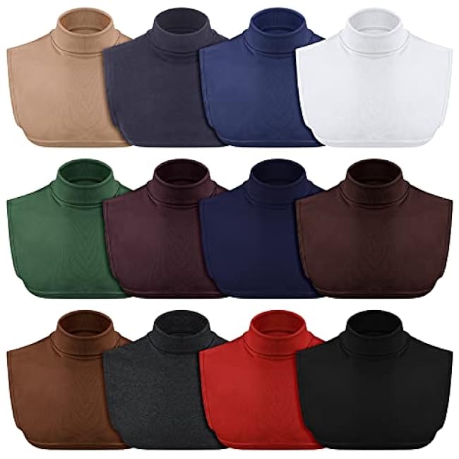 12 Pcs Fake Turtleneck Dickey Detachable Collars Set Mock Turtleneck Half Top Mock Blouse Cotton Collars for Women Men (Stylish Colors)