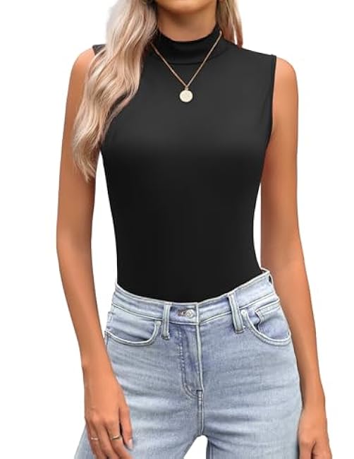 Zeagoo Womens Mock Turtleneck Tank Tops 2025 Slim Fitted Sleeveless Top Stretchy Basic Casual Layer Tee Shirts