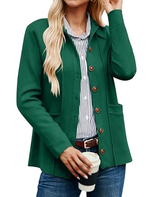 GRACE KARIN Women Casual Cardigan Knit Button Down Shirts Long Sleeve Shacket Jacket with Pockets
