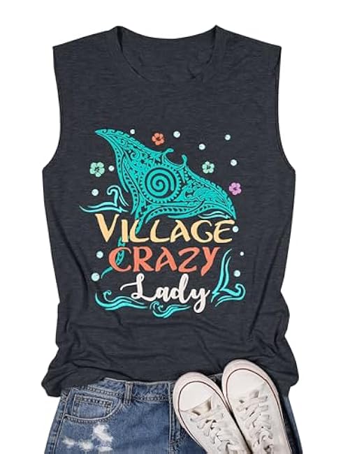 JINTING Village Crazy Shirt Summer Tank Tops Vacation Sleeveless Tops for Women Letter Graphic Tank Top