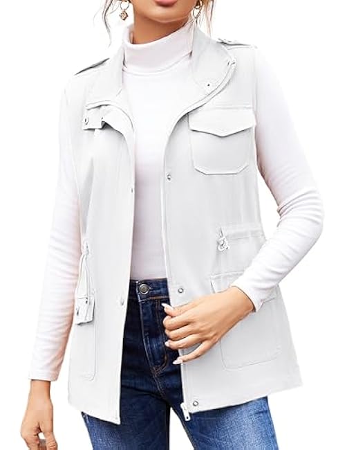 Beyove Womens Lightweight Sleeveless Military Anorak Cargo Vest No Hood