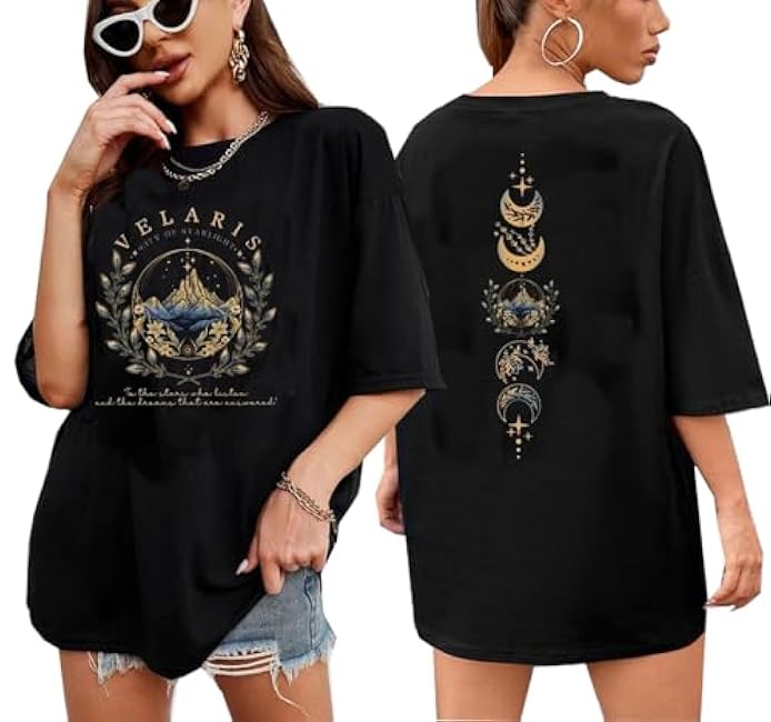 Acotar Night Court T Shirt Women Velaris City of Starlight Tshirt Night Court Graphic Tee Oversized Short Sleeve Tops