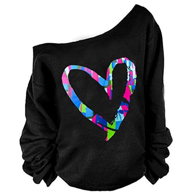MAGICMK Womanﾡﾯs Sweatershirt Lips Print Causal Blouse Off The Shoulder Long Sleeve Loose Slouchy Pullover Plus Size Tops