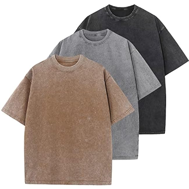 Men's Cotton T-Shirts Oversized Unisex Short Sleeves Casual Loose Wash Solid Basic Tee Tops