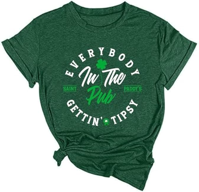 Yimoya St Patricks Day Shirt Women Irish Slainte Shirts Everybody in The Pub T Shirts Lucky Shirts