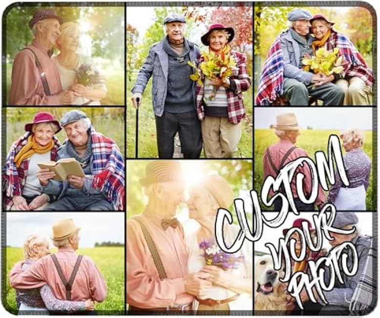 Personalized Mousepads with Photo Collage Custom Mouse pad Picture Text Office Accessories for Desk for Grandma Grandpa