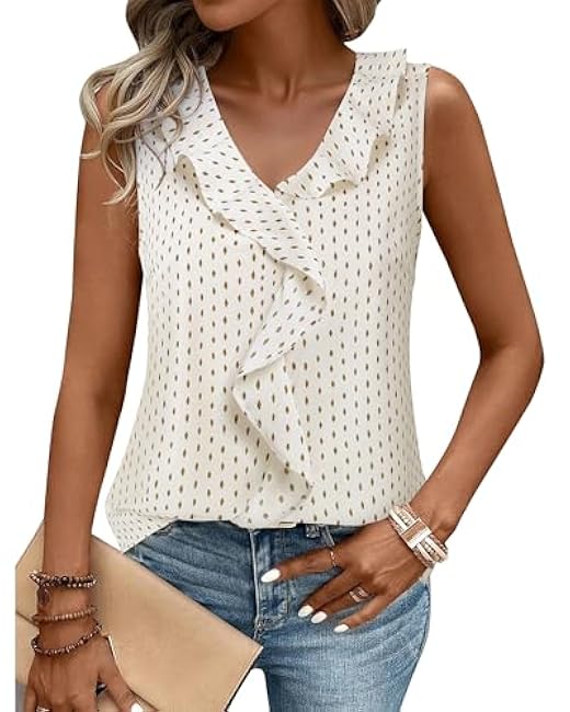 Gaharu Womens Summer Dressy Tank Top Sleeveless Business Casual Blouses Office Work Shirt