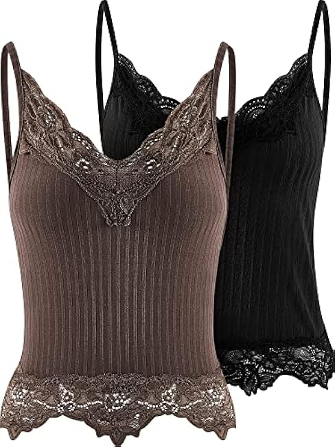 2 Pcs Lace Y2K Tank Top Fairy Grunge Clothes Y2K Crop Top Women Lace Patchwork Crop Cami Ribbed Knitted Tank Clothes