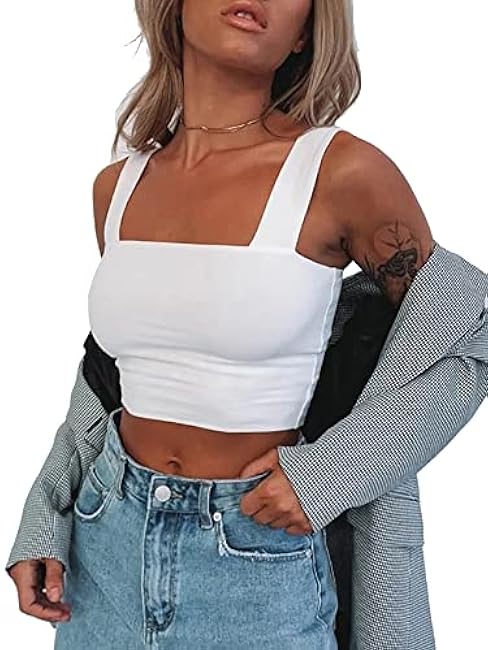 Abardsion Women's Sexy Sleeveless Skinny Basic Strappy Crop Tank Tops 2024