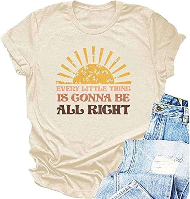 Every Little Thing is Gonna Be Alright Shirt Women Country Music Shirts Hippie T Shirt Inspirational Tee Top