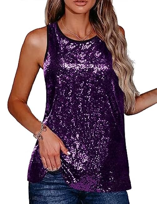 Zeagoo Women's Sleeveless Sparkle Shimmer Camisole Vest Glitter Sequin Tank Tops